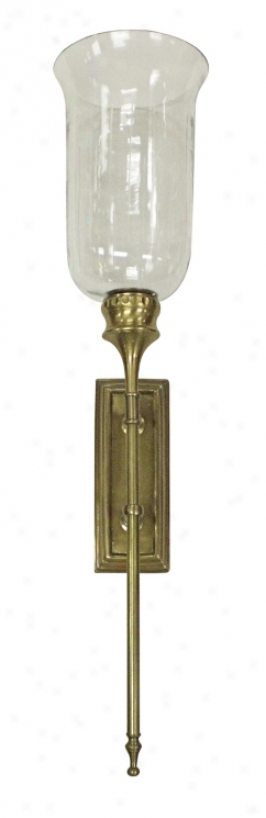 Antique Brass Finish Extended Stem Hurricane Wall Sconce (k0939)