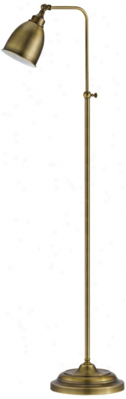 Antique Brass Metal Adjustable Pole Pharmacy Floor Lamp (p9563)