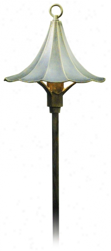 Antique Brass Scalloped Top 31 7/8" High Path Light (m0025)