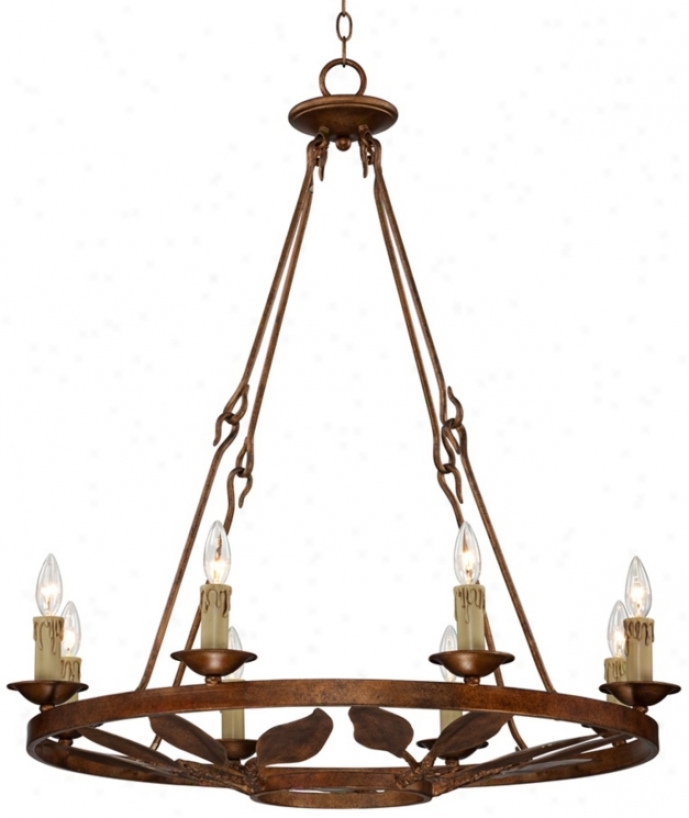 Antique Gold Round Leaf Motif 8-light Chandelier (t9529)