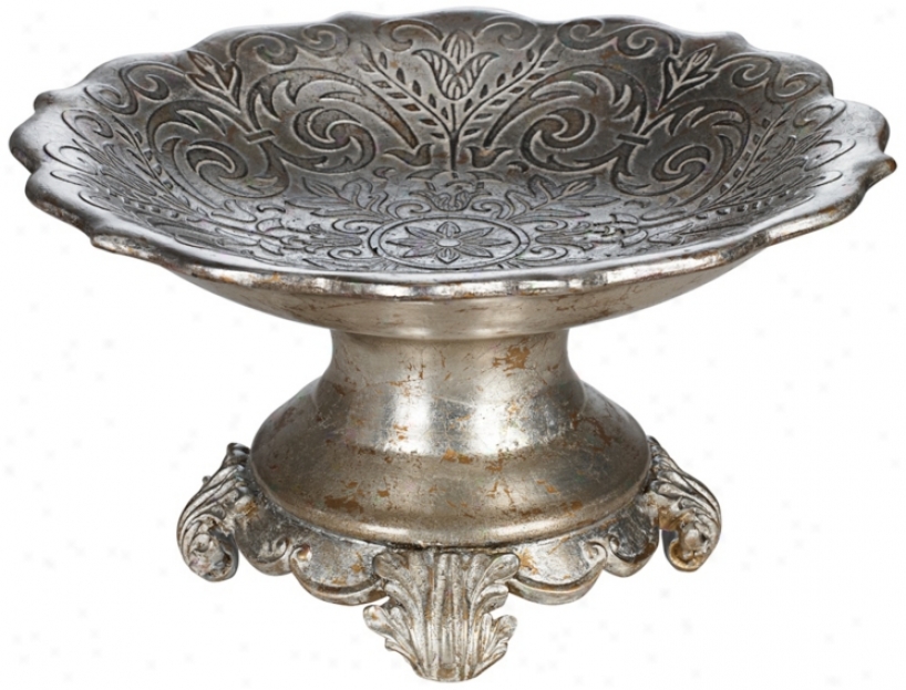 Antique Silver Pwdestal Bowl (w3856)