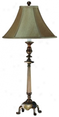 Antiqued Solid Brass Ribbed Candlestick Table Lamp (f3180)