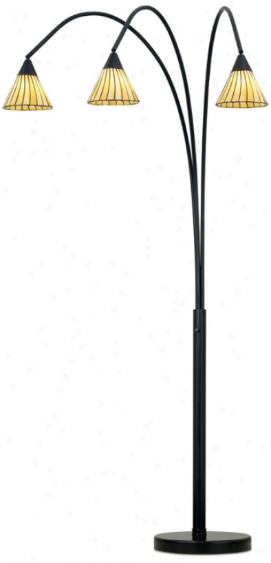 Archway Amber Lines Tiffany Shade Arc Floor Lamp (p8792)