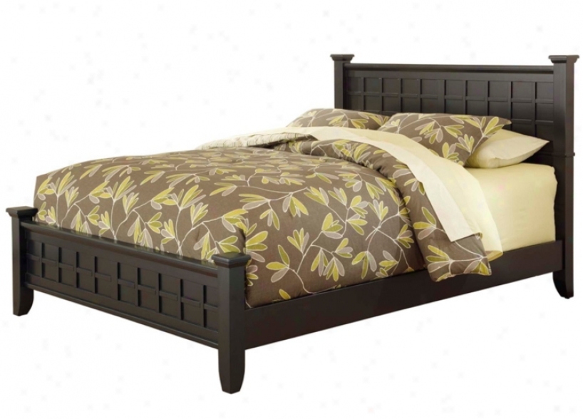 Arts And Crafts Black Lattice Queen Bed (w3234)