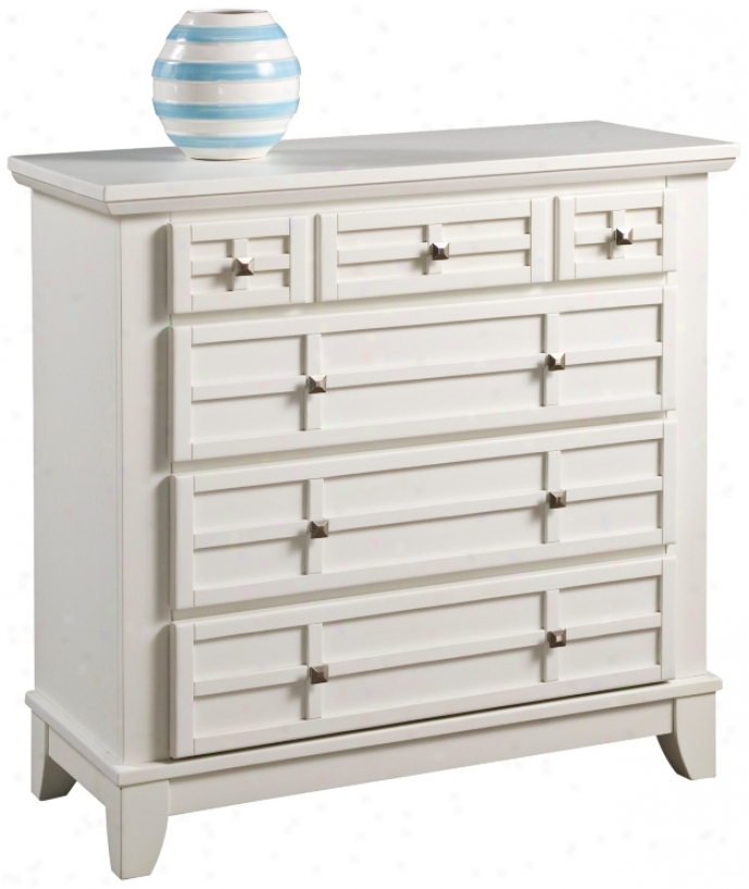 Arts And Crafts White Lattice 4-drawwr Chest (w3262)