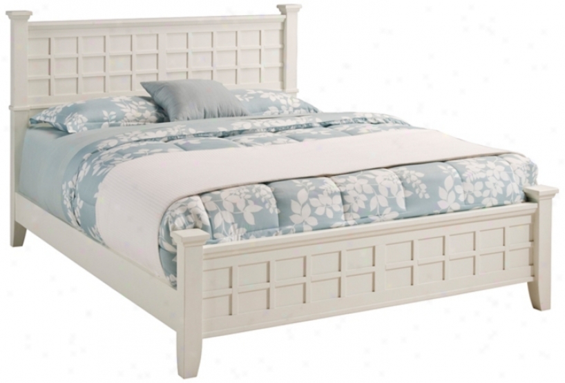 Arts And Crafts White Lattice Queen Bed (w3265)