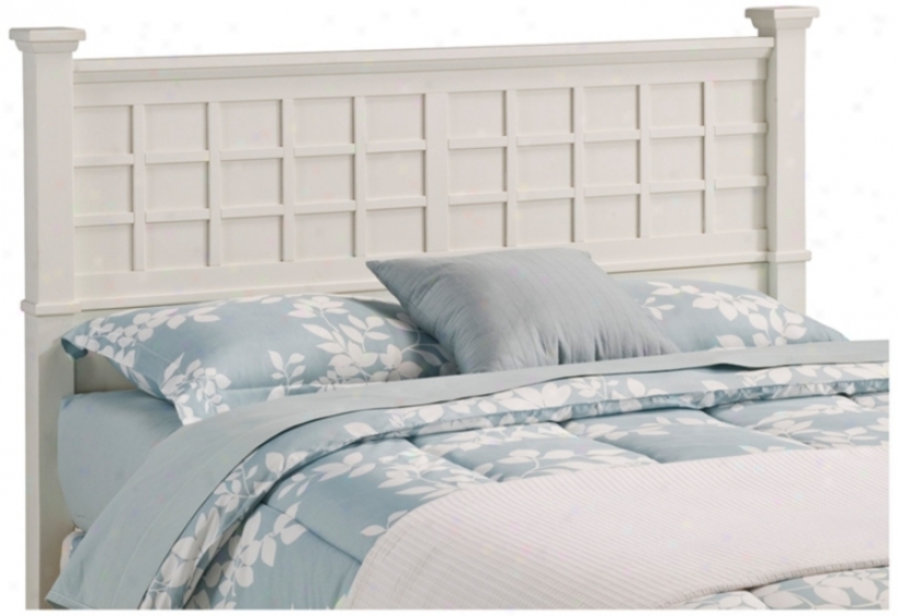 Arts And Crafts White Lattice Queen Headboard (w3267)