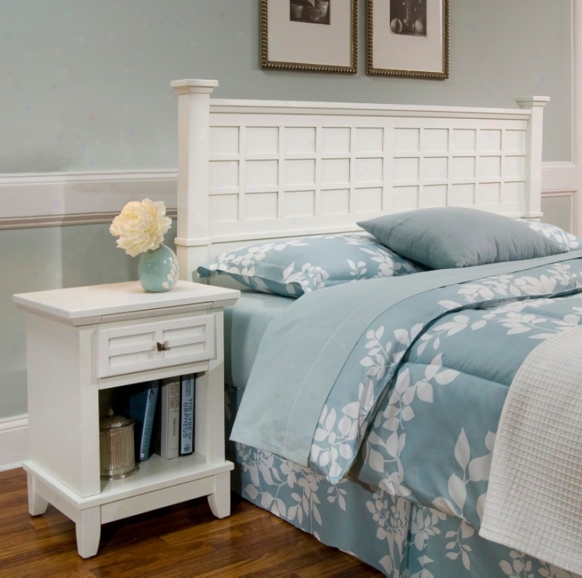 Arts And Crafts White Queen Headboard And Night Stand Set (w3268)