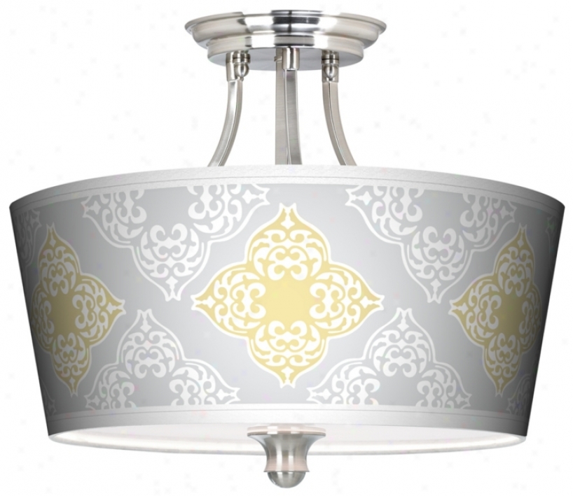 Aster Grey Tapered Drum Giclee Ceiling Light (m1074-p6005)