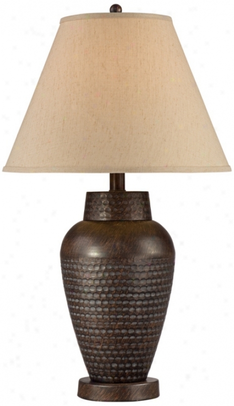 Nut-brown Hammered Bronze Table Lamp (v4294)