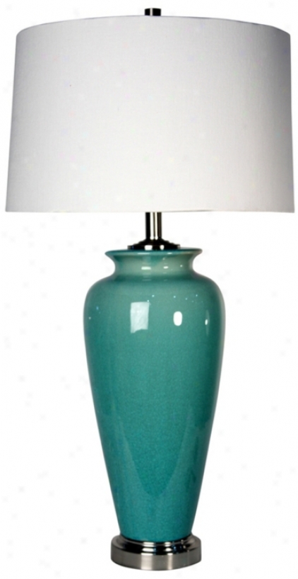 Azure Ceramic Stwel Base aTble Lamp (p4089)