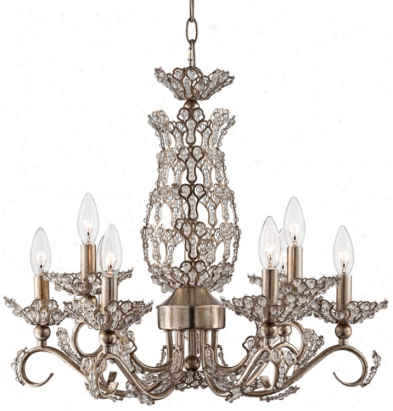 Beaded Silver Leaf 22" Wide Crystal Chandelier (w8404)