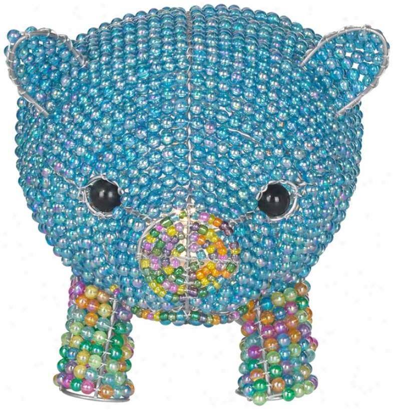 Beadworx Blue Pig Hand-crafted Beeaded Night Light (p7804)