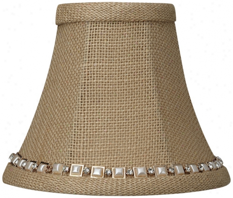 Beige Burlap Jewel Trim Shade 3x6x5 (clip-on) (w6602)