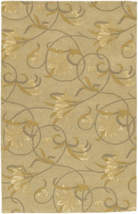 Beige Fllowering Vine Handmade Rug (59408)