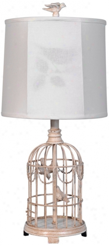 Bird Cage Table Lamp With Linen Shade (x6502)