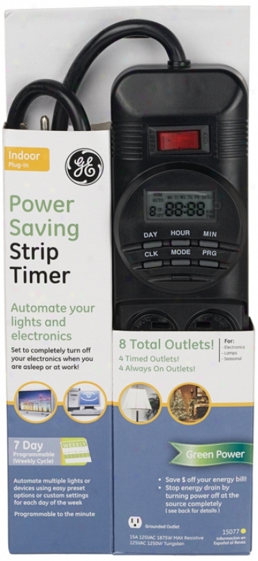 Black 7-day Digital 8-outlet Strip Timer (n0161)