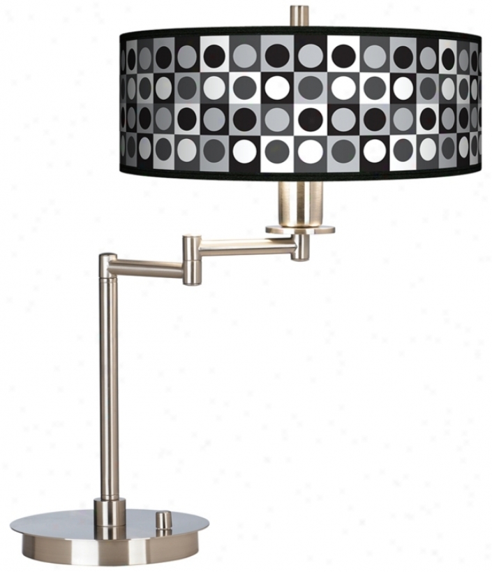 Black And Grey Dotted Squares Energy Efficient Desk Lamp (61495-k1246)