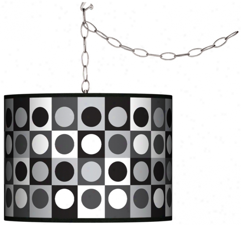 Black And Grey Dotted Squares Bend Plug-in Chandelier (f9542-k1367)