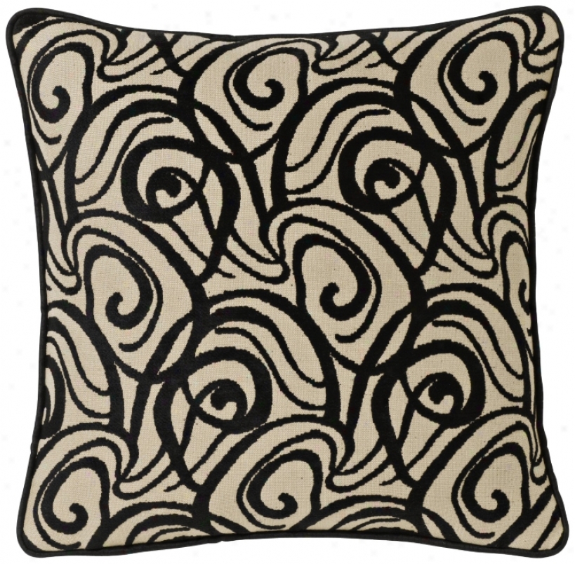 Black Babylon Swirl 20" Square Pillow (g2818)