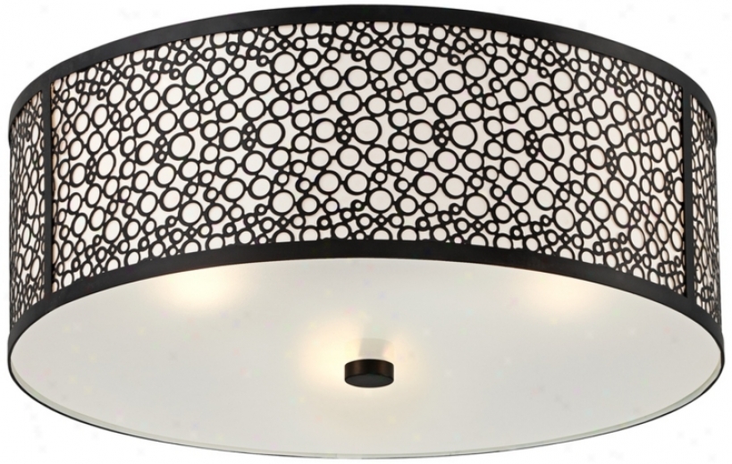 Black Circle Drum 15 3/4" Wide Flushmount Ceiling Light (u4583)