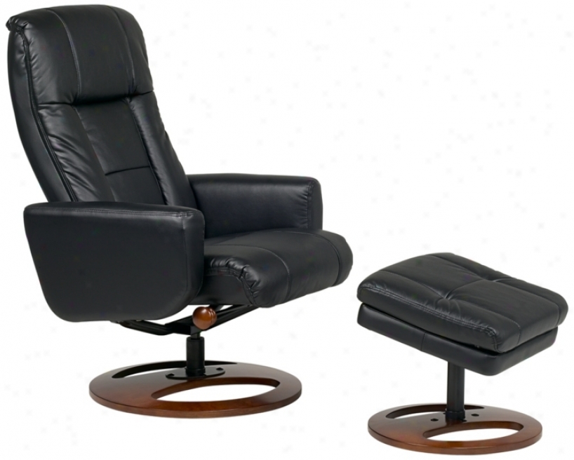 Wicked Faux Leather Swivel Relfiner With Ottoman (p7560)