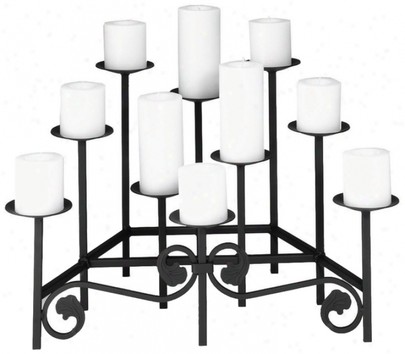 Black Finish 24" Wide Hearth Candelabra (l0122)