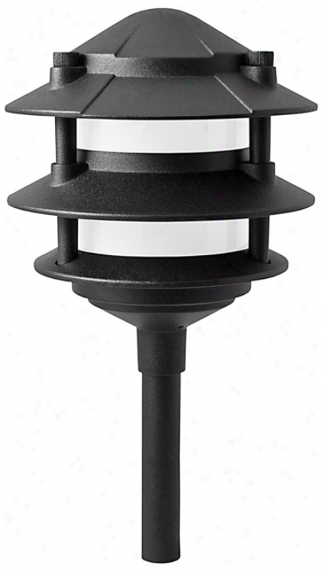 Black Finish 3-tier Landscape Path Light (r1217)