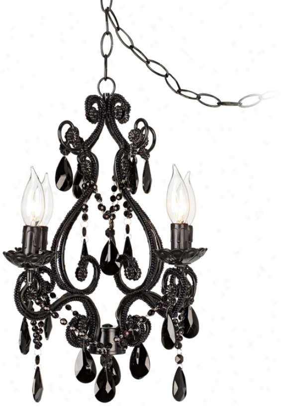 Black Glass Plug-in Swag Style 4-light Chandelirr (93729)