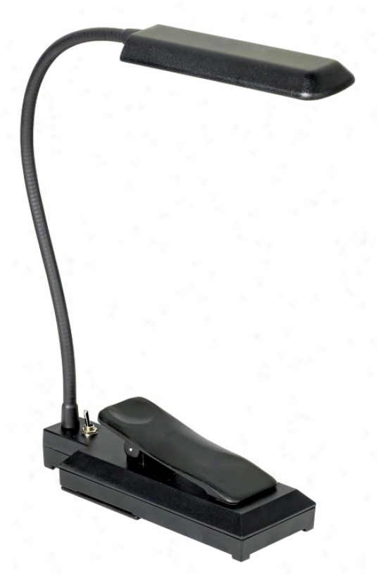 Black Led Battedy Powered Clip-on Gooseneck Book Light (46366)