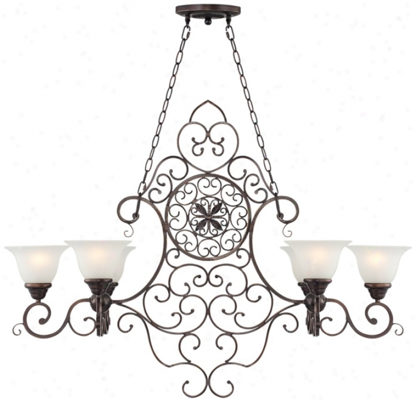 Black Metal Volute Six Light Island Chandelier (;4609)