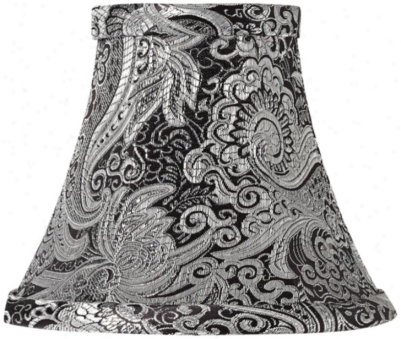 Black Paisley Metallic Blend Lamp Shade 3x6x5 (clip-on) (v3667)