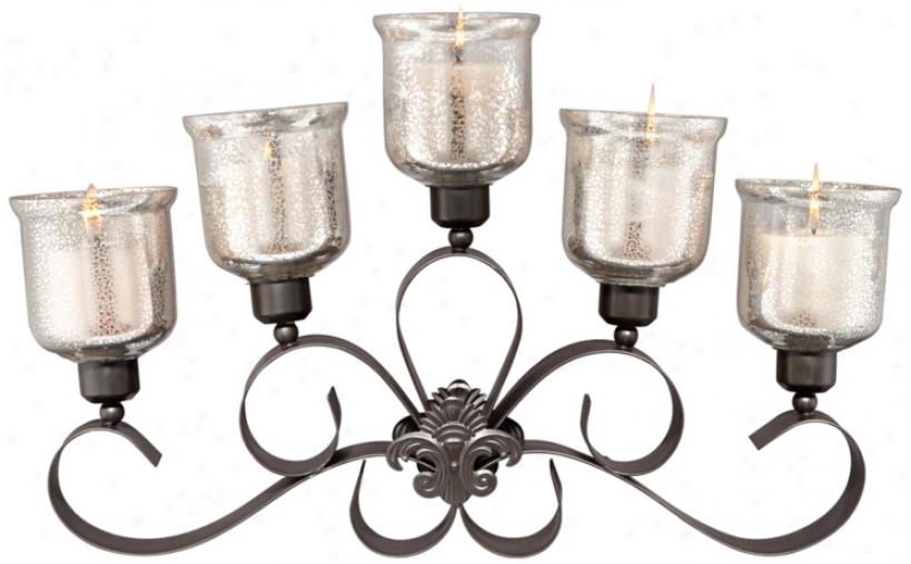 Black Scrolling 5-light Metal Candle Holder (x0963)