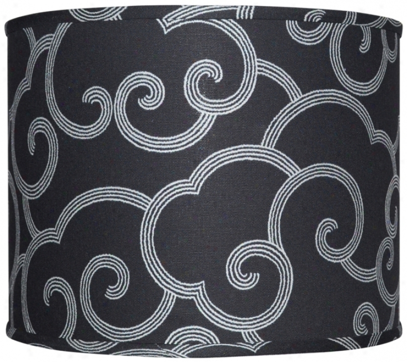 Black With Gray Scroll Lamp Shade 16x16x13 (spider) (w0272)