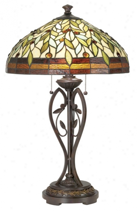 Blossoming Leaf And Vine Tiffany Table Lamp (07902)