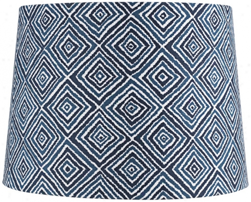 Blue And White Geometric Lamp Shade 12x14x10 (spider) (x0442)