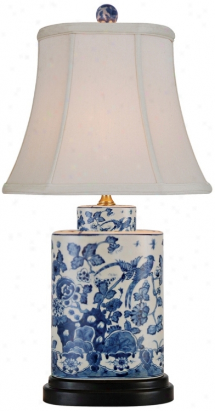 Dismal And White Oal Porcelain Table Lamp (n1982)