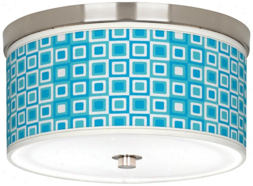 Blue Boxes Linen Giclee 10 1/4" Wide Ceiling Light (j9214-u1655)