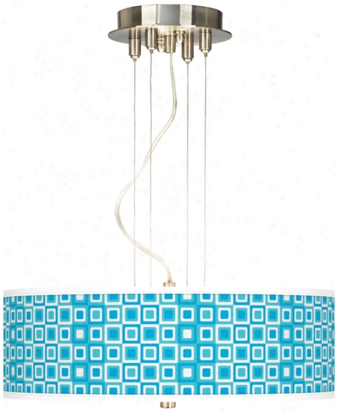 Blue Boxes Linen Giclee 3-light Pendant Chandelier (17822-u1599)