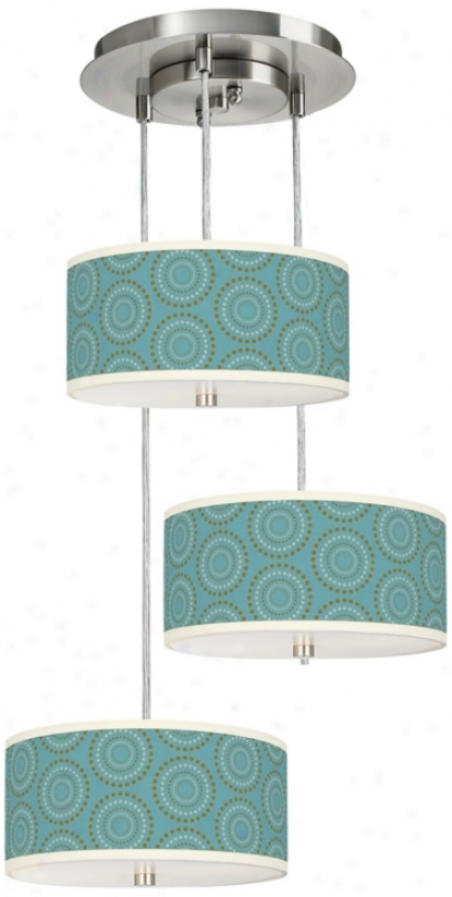 Blue Calliope Linen 3-in-1 Drum Shade Giclee Pendant (m2298-u4689)