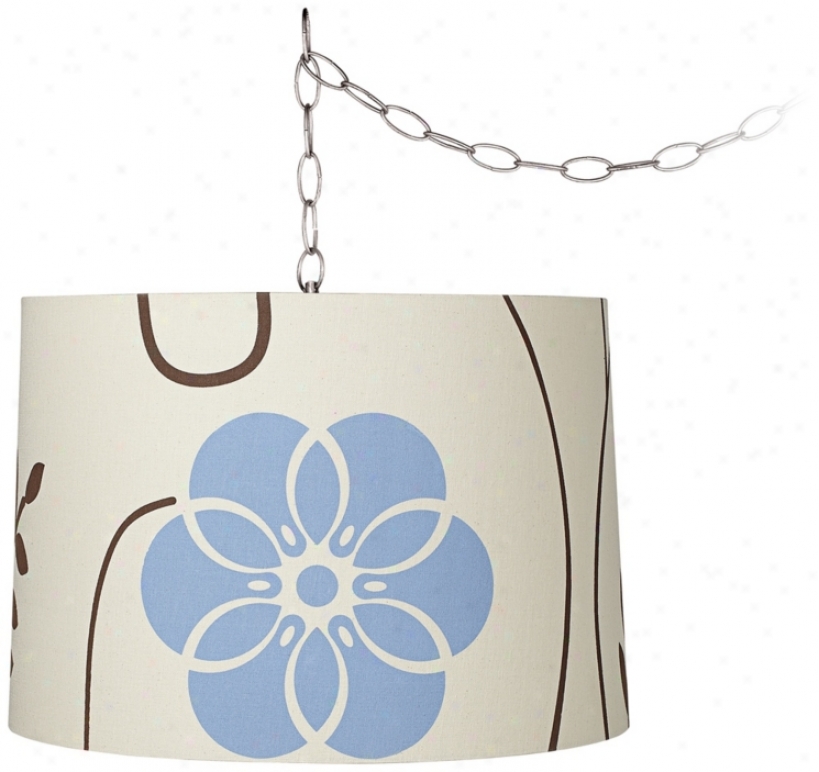 Blue Flower 16" Wide Brushed Steel Swag Chandelier (w2813-t6528)