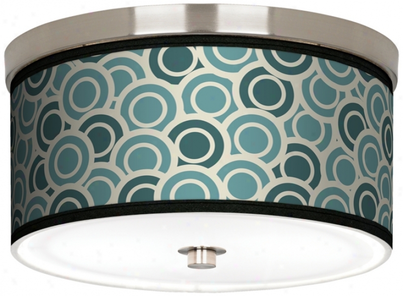 Blue/ Green Circlets Nickel 10 1/4" Wide Ceiling Light (j9214-k6142)