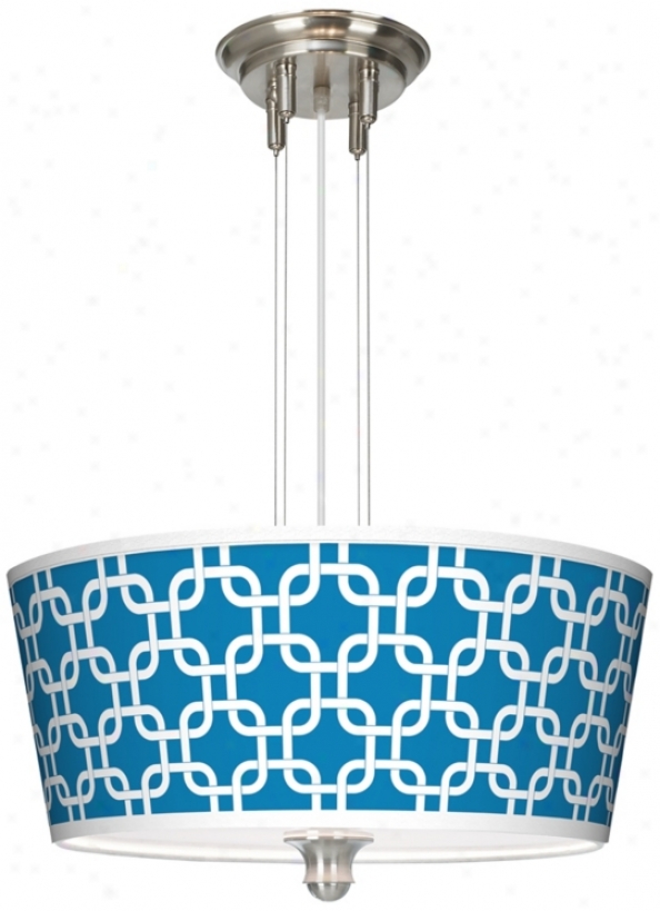 Blue Lattice Giclee 18" Wide 3-light Pendant Chandelier (m2296-w3685)