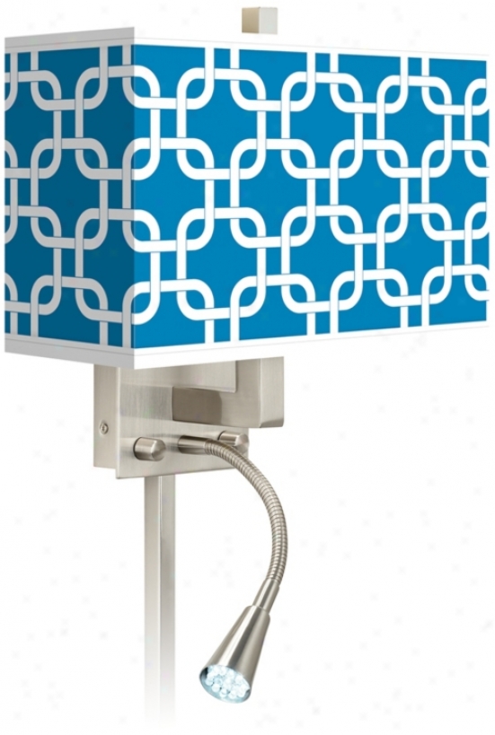 Blue Lattice Giclee Led Reading Light Plug-in Sconce (n8671-w3480)