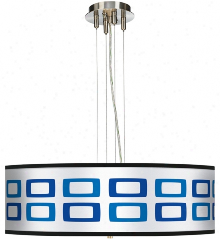 Blue Rectangles 24" Remote 4-light Pendant Chandelier (17276-h9887)