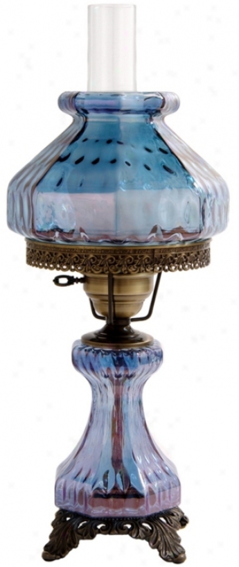 Blue Rhombus Octagon Shade Darkness Light Hurricane Table Lamp (f7945)