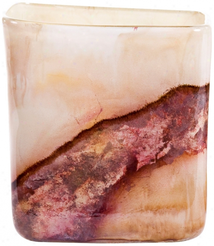 Blush Small Art Glass Rectangle Vase (w6870)