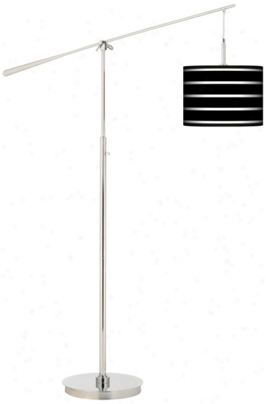 Bold Black Stripe Giclee Boom Arm Floor Lamp (n0749-n4260)