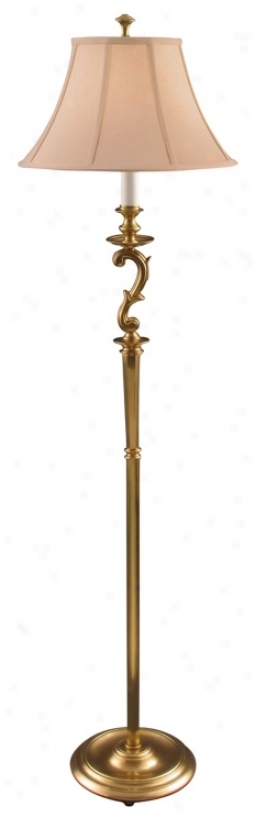 Brass Beige Bell Shade Floor Lamp (f4384)