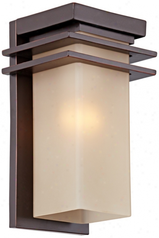 Bronze And Opal 15" High Rectangular Outdoor Wall Light u(9355)